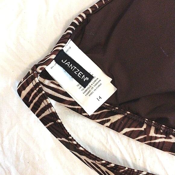 VNT Jantzen Bikini 2 Piece Size 14 Animal Print BROWN Triangle Top Bathing Suit - Picture 8 of 14